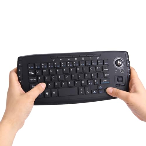 Tosuny Mini Teclado Inalámbrico de 2,4 GHz con Trackball y Rueda de Desplazamiento, Ratón de Mano para PC, Control Remoto Plug & Play para Consola de Juegos Smart TV