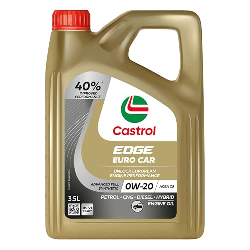 Image of Castrol EDGE Euro Car 0W-20 M Advanced Full Synthetic Engine Oil | Power Boost Technology | 40%* Improved Performance | For Petrol, Diesel, CNG & Hybrid Cars | 3.5L