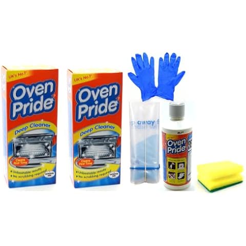 2 Packs of Oven Pride Oven Cleaner- 2X 500 ML Bottle - Bags for Cleaning Oven Racks, Gloves and Instructions Included - Complete Oven Cleaning Kit with Degreaser Sponge Cover