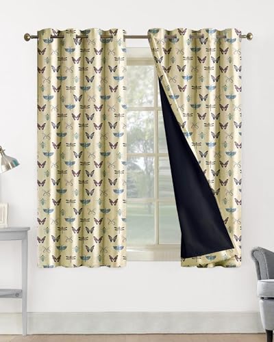 Image of Cloth Fusion Printed 100% Blackout Window Curtains 5 Feet Long Set of 2