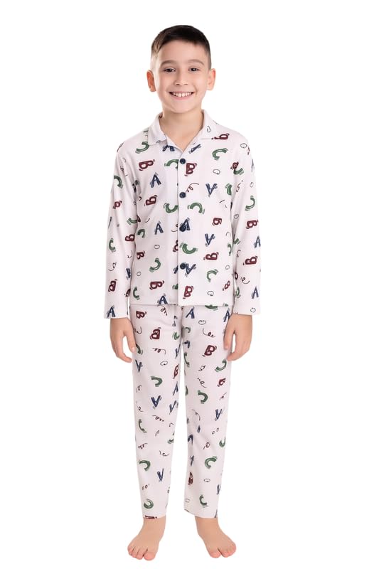 Image of 3BROS Kid's Pure Cotton Full Sleeves Night Suit /Dress for Boys /Girls Full Pajama & Top Sleep Suit Combo Set