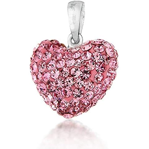 Pink Shamballa Puff Heart Pendant of 1.3cm/0.5" Cover