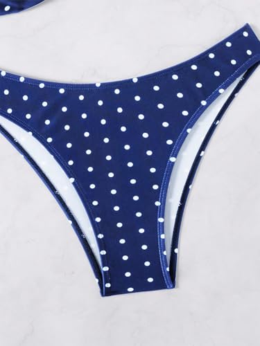 Girls Bikini Set Two Piece Swimsuit with Polka Dot Print, Adjustable Spaghetti Straps, Bow Front, and Metal Back Clasp3