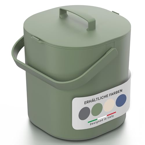 PTMS Biomülleimer Küche 6L - Geruchsdichter Deckel gegen Fruchtfliegen