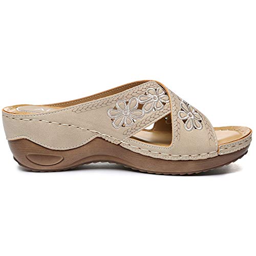 Altxic Women's Open Toe Crisscross Woven Comfy Casual Slip On Casual Walking Sport Slide Sandals With Adjustable Buckle Strap Summer Beach Shoe2