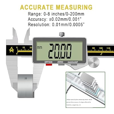 Digital Caliper,ACEMETER 0-8 Vernier Calipers Measuring Tool-Electronic Micrometer with Large LCD Screen,Metal Metric Measure Caliper for Engineer Carpenter,Auto-Off Feature,Inch/Fraction/Millimeter