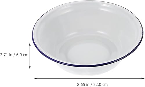 Miniatura 2 de Luxshiny Cuenca de esmalte de 8.7 in de gran tamaño Cuenco de mezcla de sopa china Plato de servir de sopa china Cuenca de lavado de frutas