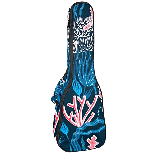 Sac ukulélé ténor imperméable avec housse rembourrée soprano motif corail bleu