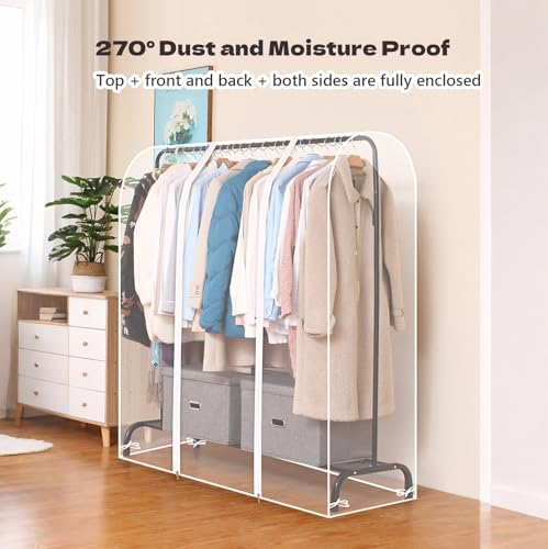Funda para perchero impermeable a prueba de polvo con cremallera, protector transparente para colgar la ropa, organizador de armario para almacenamiento de ropa y prevención del polvo