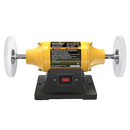 Woodskil 4.0A Polidora de bancada polidora de bancada de 15 cm, polidora de 3450 RPM para metal, jad