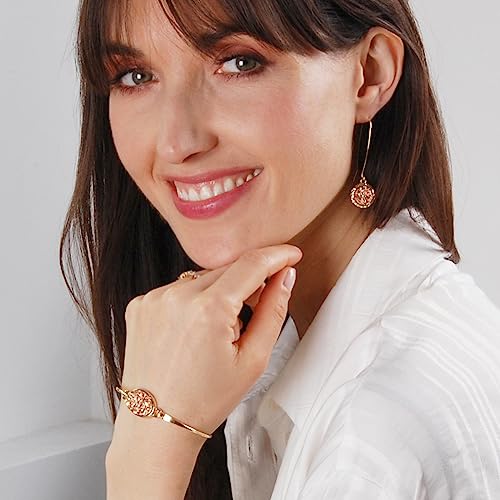 Humble Chic Simulated Druzy Cuff Bracelets For Women, Pink Stone Bohemian Jewelry, Boho Stackable Cuff Arm Fashion, Stacked Simple Women's Bracelets, Stack Bracelets For Women, Gold - Rose Gold Stone #TOP1