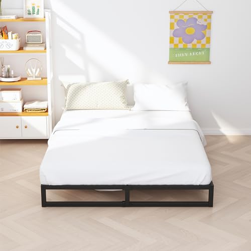 Richwanone Base de colchão de metal com estrutura de cama king size de 15 cm com suporte de ripas de