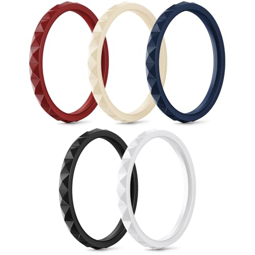 Image of Egnaro Silicone Wedding bands women:2.5mm Wide - 2mm Thick Gold and Silver Rubber Rings with Half Size,4-8 Variety Multipack