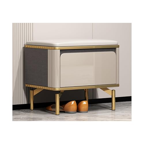 Banc de rangement pour ranger les chaussures de l'entrée et s'asseoir sur un coussin gris