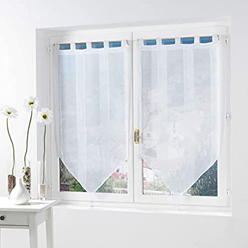 Douceur d'Intérieur - 1620984, Par De Visillo Pompon Presilla, 2 X 60 X 160 Cm, Salina, Visillo Arena, Blanco