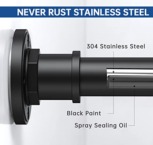 Image of BRIOFOX Industrial Shower Curtain Rod - 2-in-1 Design Tension Curtain Rod - Rustproof Non-Slip 27 to 43 Inch Stainless Steel, Matte Black Window Curtain Rod