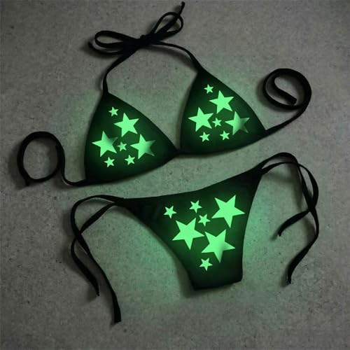 Image of Glow in The Night Sexy Lingerie for Women, Bikini Set Night Glow Luminous Nightwear, Romantic Honeymoon Lingerie for Wife Girlfriend Anniversary Gift