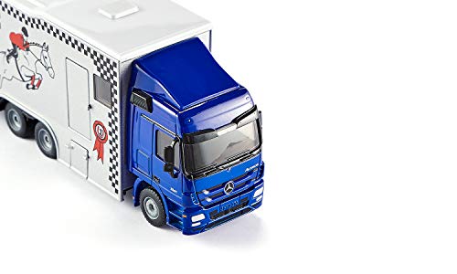SIKU 1942, Pferdetransporter, 1:50, Metall/Kunststoff, Blau/Grau, Inkl. 2 Spielzeug-Pferden, Abnehmbares Dach – Bild 5