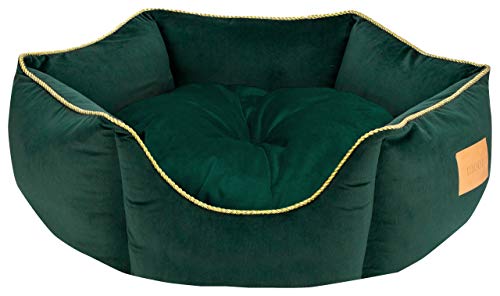 MOOI Crown Panier pour Chien en Velours Douillet, Rembourrage en ouate 100 % Polyester et Billes agréables au Toucher, Lavable en Machine à 30 °C, Disponible en 3 Tailles, Vert, 50 x 53 x 18 cm Cover
