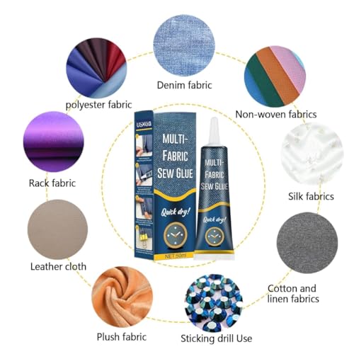 Image of Quick Dry Fabric Glue - Ultra-Stick No-Sew Liquid Adhesive for Clothes | Waterproof & Permanent Bond | Fast-Tack Repair for Denim, Cotton, Leather & More