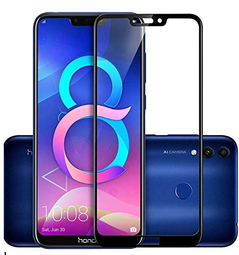 Image of Tempered Glass Screen Protector Compatible For Honor 8C Full Screen Coverage (Except Edge to Edge) and Free Complete Easy Installation kit.