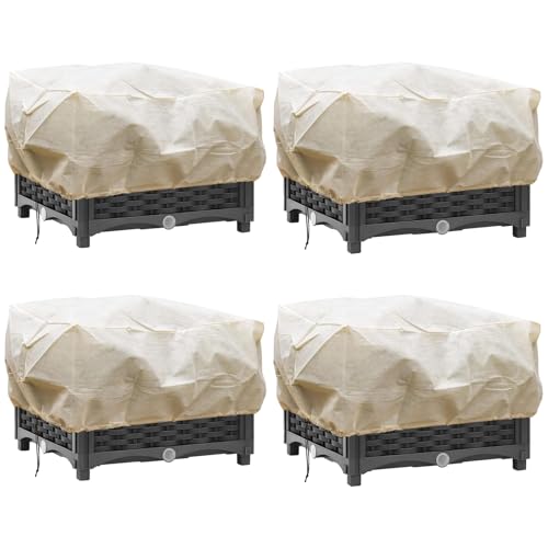 Hydrogarden Saco Protector para Plantas de Invierno, 100 x 45 x 40 cm, protección contra heladas, para Plantas, Invierno, protección contra el frío, con cordón y Cremallera, Color Beis, 4 Unidades