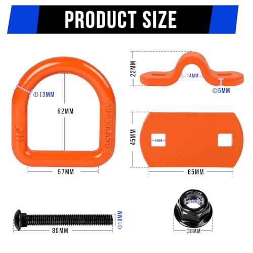SUPAWAY Pack of 4 Heavy Duty Lashing Eyelets, Screw-On 12000 lbs Lashing Eyelets D Ring with Screws, Trailer Lashing Rings, Trailer Accessories for Trailers, Cars, Trucks, Boats, Cars, Cargo Tie Downs - Image 2