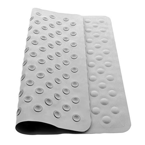 aztex Anti-Fungal Non-Slip Shower or Bath Mat with Bubbles and Suction Cups, Slip Resistant Shower Tread, Kids Bath Mat, Made From Rubber Vinyl - Shower Mat, Slate