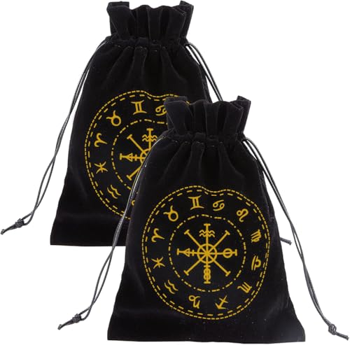 CREATCABIN 2Pcs Black Tarot Storage Bag Thick Velvet Packing...