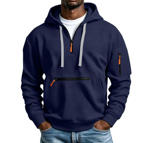 Half Zip Sweatshirt for Men Tactical Zip Hoodies Work Quarter Zip Pullover - image 1