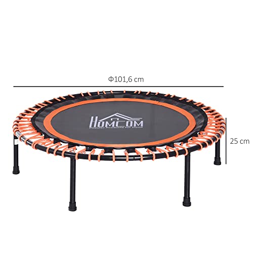 HOMCOM Trampolin für Kinder und Erwachsene, Gartentrampolin, Joga, 100 kg belastbar, Stahl, Schwarz, Ø101,6 x H25 cm – Bild 4