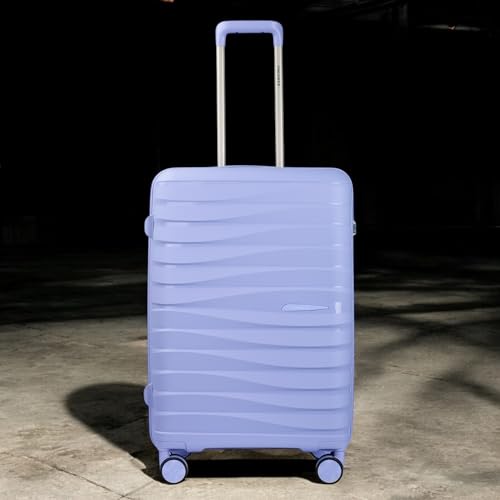Image of Vacanza Paris Series Polypropylene Unbreakable Hard-Sided Travelling Luggage Trolley Bag Set of 2, Check-in Suitcase with 8 Silent Wheel & TSA Lock for Both Unisex | Purple 65 cm