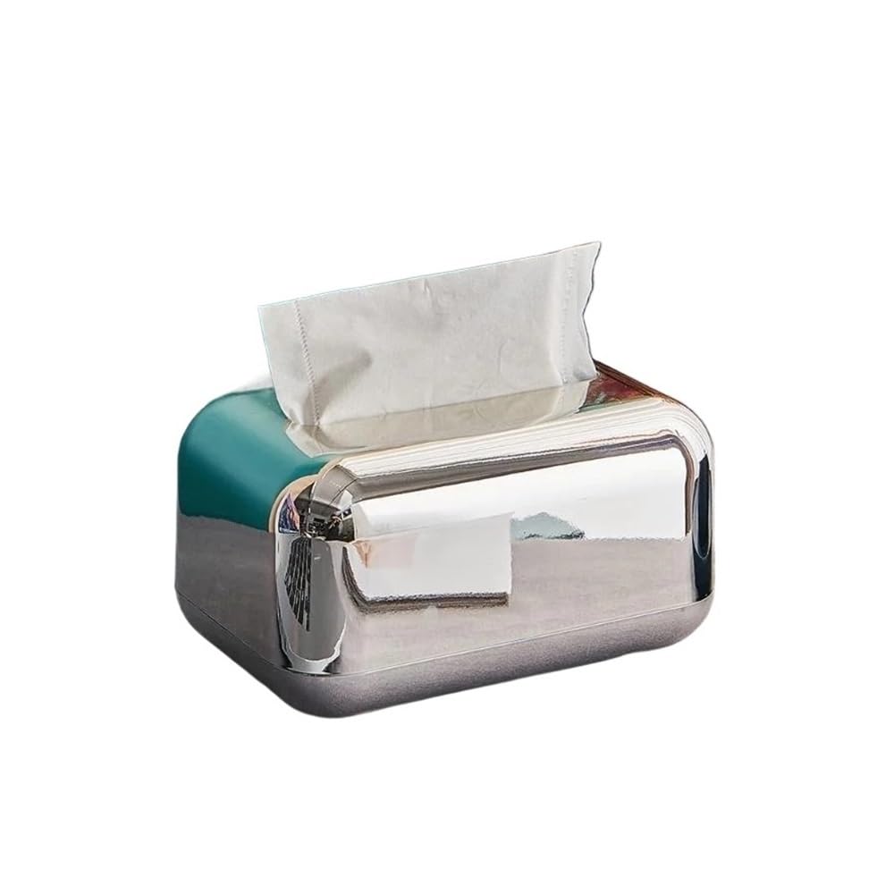 Aimanqi Silver Luxury Golden Tissue Boxes Storage Napkin Holder Paper Case Organizer Ornament Craft Desktop Tissue Holder Kitchen Tissue Box(Silver)