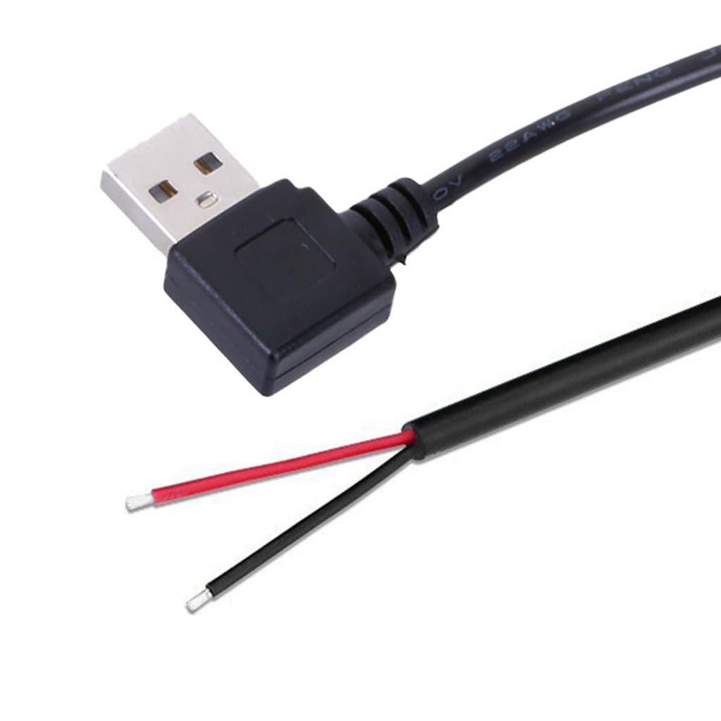 Tsophreniq 30cm/100cm/200cm Power Supply Cable 22AWG USB Male 2Pin Bare Wire 5V Charging Cord Extension Wire for LED Light