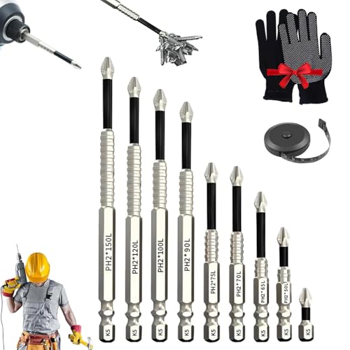 High-Magnetic Screwdriver Drill Bit Set, Strong Magnetic Durability Screwdriver Drill Bit Set,Magnet Grip Pro 6/9Piece Magnetic Drill Bit Set,Universal Electric Anti Slip Screwdriver Set (Set2-9Pcs)