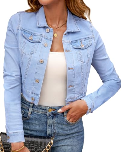 Roskiky Dünne Jacke Damen Sommer Jacket Damen Mittelblau M