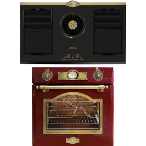 Kaiser EH 6355 RotEm+KCT 9365 IEm - Juego de horno eléctrico empotrable, sistema telescópico, 67L, 8 funciones con placa de inducción retro con extractor integrado de 1250 m³/h
