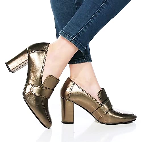 Image of MOOMMO Women Chunky Block Heel Pumps Round Closed Toe Slip On Oxford Loafers Shoes High Heels Snakeskin Work Pump Suede Loafer for Office Ladies Classic Formal Business Professional 4-13 M US
