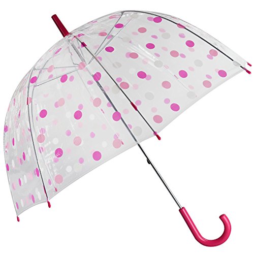 Parapluie cloche transparent, coupe-vent, automatique, solide, léger, transparente, imperméable rose pois rose Cover