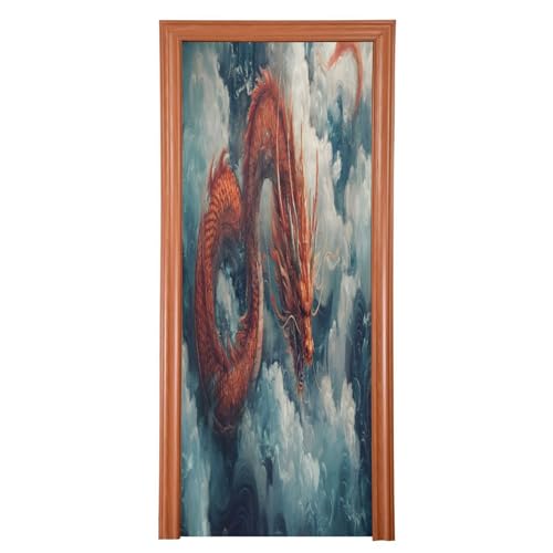 FLildon Myth Cloud Dragon Door Cover Decoration, Party Accessory Porch Decor for Festive Ornament Room Door Covers 32 x 79 Inch