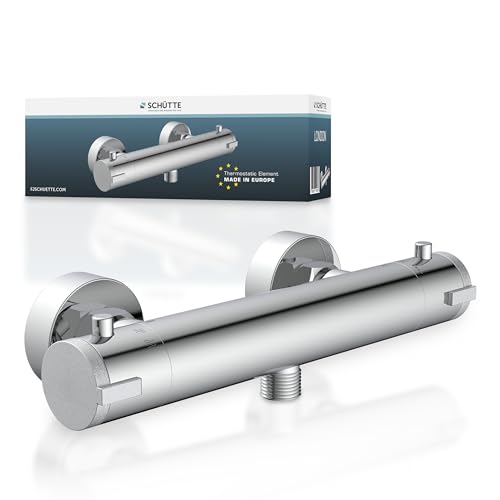 SCHÜTTE 52465 LONDON Mitigeur thermostatique de douche, thermostat de douche Mitigeur de douche, mitigeur avec protection anti-brûlure à 38℃, thermostat de douche, robinetterie pour douche en chrome