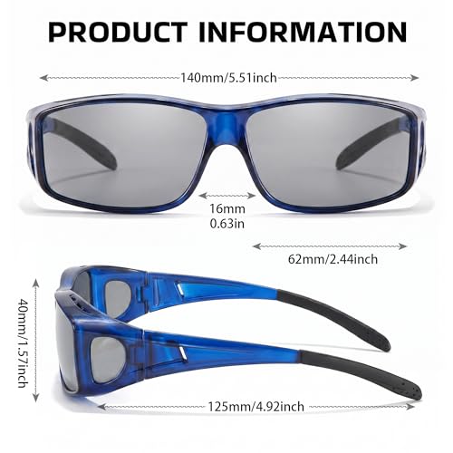 Image of SIPHEW Mirrored Sunglasses Polarized Fit Over Glasses for Men&Women | Wrap Around Sun Glasses,UV400 Protection,Lightweight & Comfortable,Driving,Outdoors