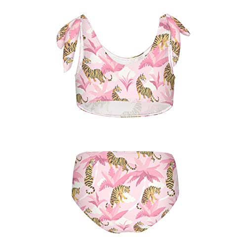 Image of Horse Pattern On Blue Girls Bikini Sets 2 Piece Swimsuits Bathing Suit Swimwear