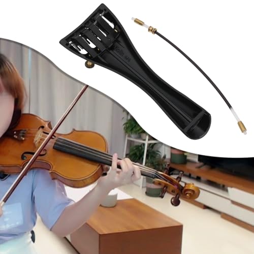 Create idea Saitenhalter für Violine 3/4 und 4/4, 4 Feinstimmer, Aluminiumlegierung, Schwarz, Violintailpiece