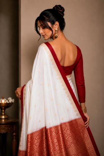 Image of Women's Glory Banarasi Satin Silk Saree with Embroidery Design