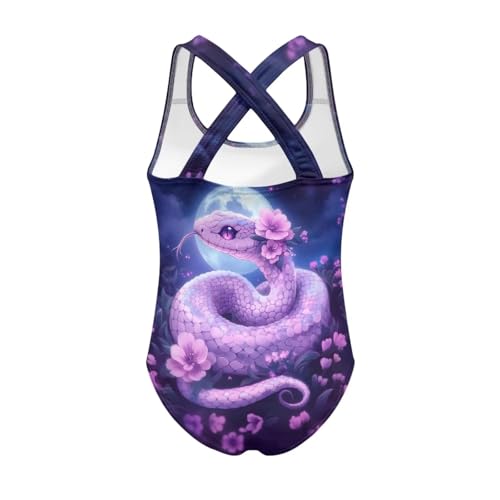 Image of WELLFLYHOM Girls Bathing Suits One Piece 5-14 Kids Full Coverage Swimsuits Cross Back Summer Swimwear for Beach Holiday