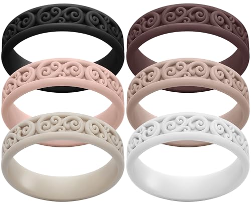ThunderFit Silicone Ring Wedding Bands for Women, Modern Classic ...