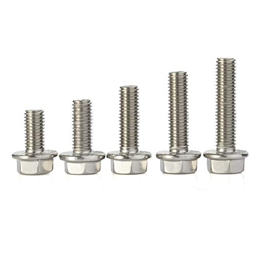 Image of Mellewell M8 x 10mm Flanged Hex Head Bolts Flange Hexagon Screws, Stainless Steel 304, DIN 6921, 20 PCS