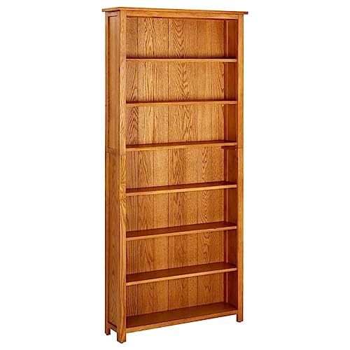 vidaXL Bibliothèque à 7 Niveaux Armoire à Livres Etagère à Livres Meuble de Rangement Bureau Salon Maison 90x22,5x200 cm Bois de Chêne Massif