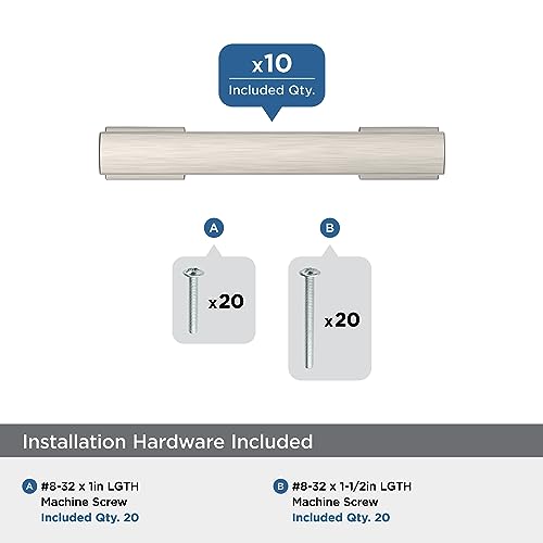 Image of Amerock 10 Pack 3 inch Triomphe Satin Nickel Drawer Pull | 3 inch (76mm) Center-to-Center Mounting Distance and 4 inches Overall Length, Durable Zinc Cabinet Hardware